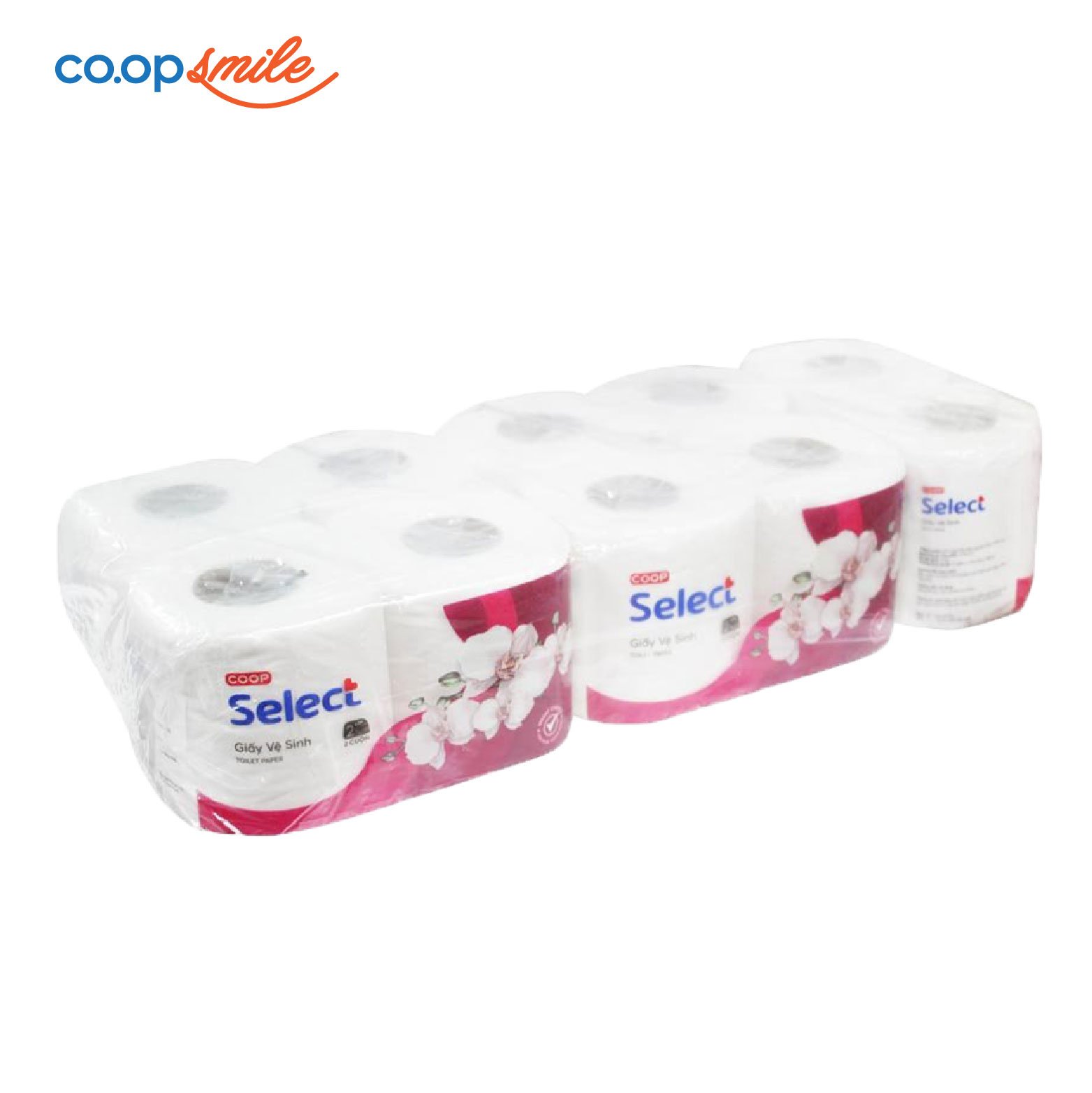 Giấy vệ sinh Co.opSelect 2 lớp 2 cuộn x 5 HoaLan
