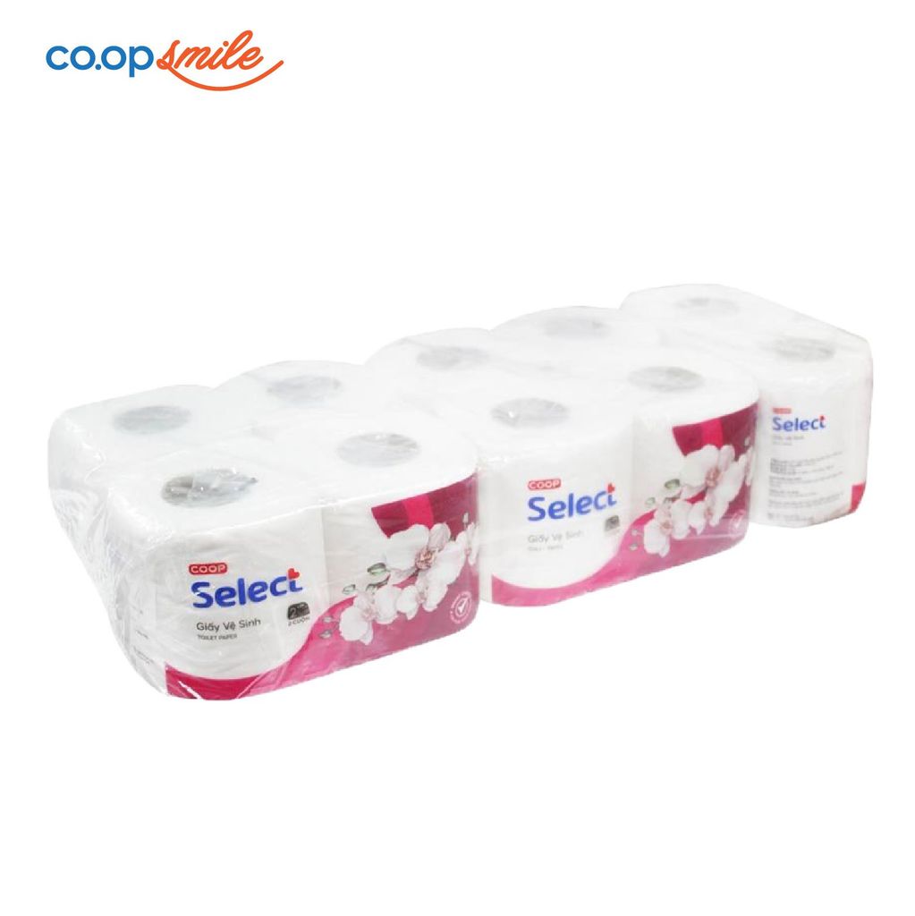 Giấy vệ sinh Co.opSelect 2 lớp 2 cuộn x 5 HoaLan