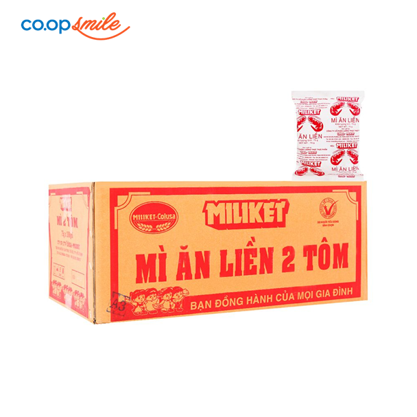Mì MILIKET hiệu HAI TÔM vị hải sản giấy thùng 30 gói x 75g