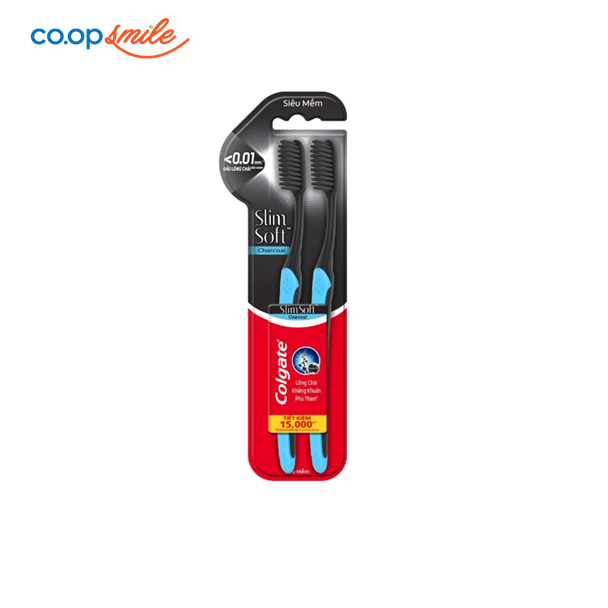 Bộ 2 bàn chải đánh răng COL SlimSoft Charcoal