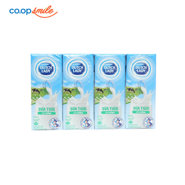 Sữa tiệt trùng Dutch Lady  có đường hộp giấy 4x180ml