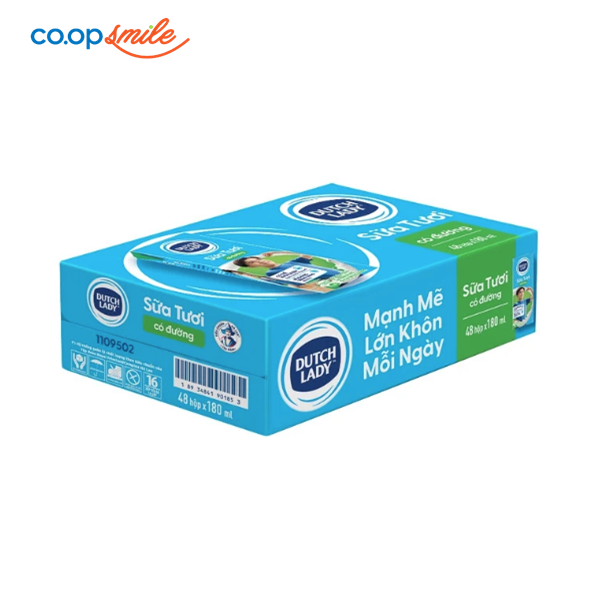 Sữa tiệt trùng Dutch Lady  có đường hộp giấy 48x180ml