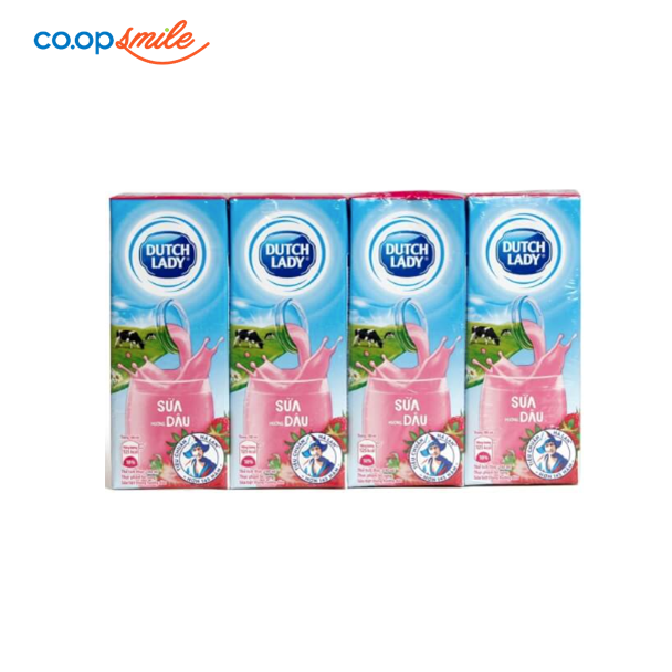 Sữa tiệt trùng Dutch Lady  dâu hộp giấy 4x180ml