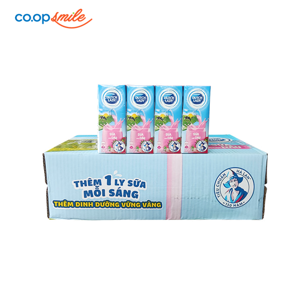 Sữa tiệt trùng Dutch Lady  dâu hộp giấy 48x180ml