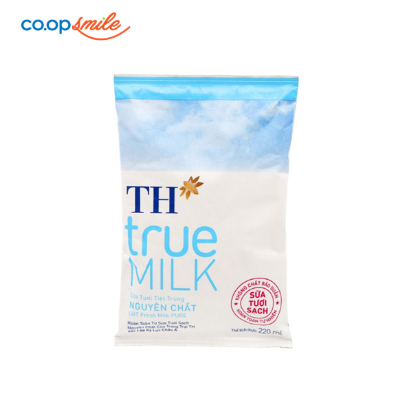 Sữa tươi tiệt trùng TH nguyên chất gói 220ml