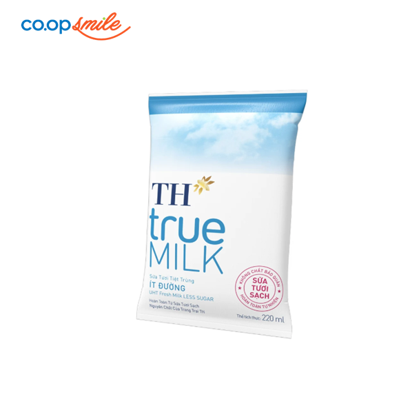 Sữa tươi tiệt trùng TH ít đường gói 220ml