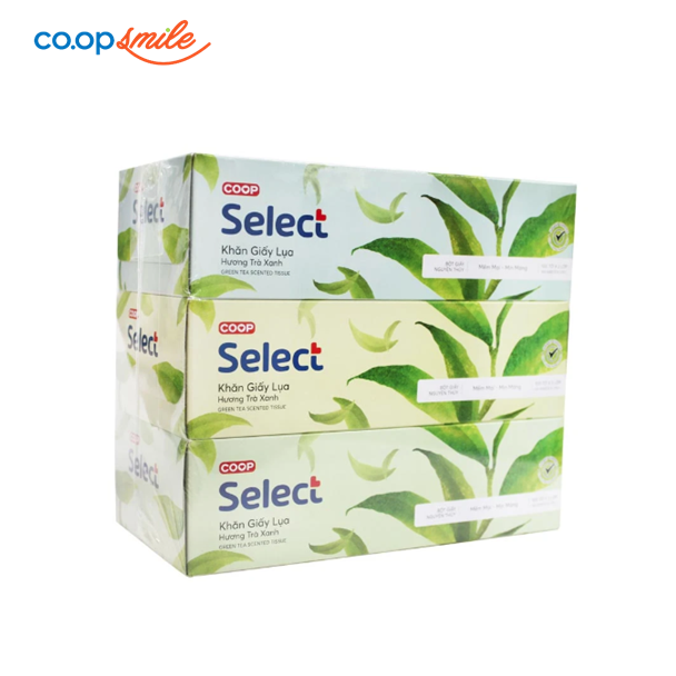 Khăn giấy hộp Co.op Select hương trà xanh 100 tờ