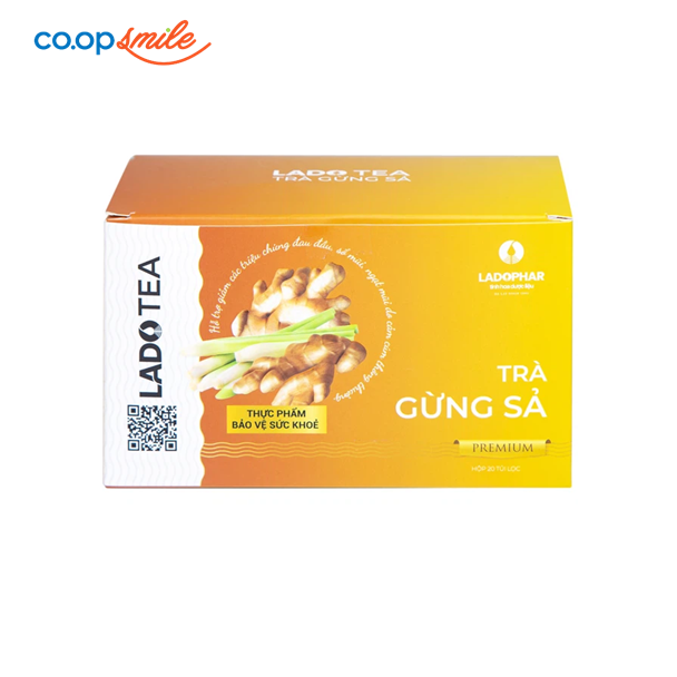Thực phẩm bảo vệ sức khỏe Trà gừng sả Lado hộp 20x2g