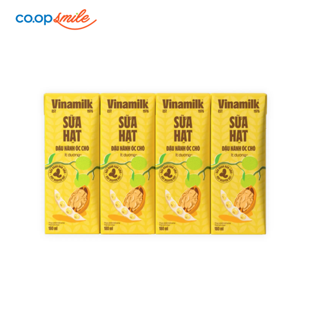 Sữa đậu nành hạt óc chó Vinamilk lốc 4x180ml
