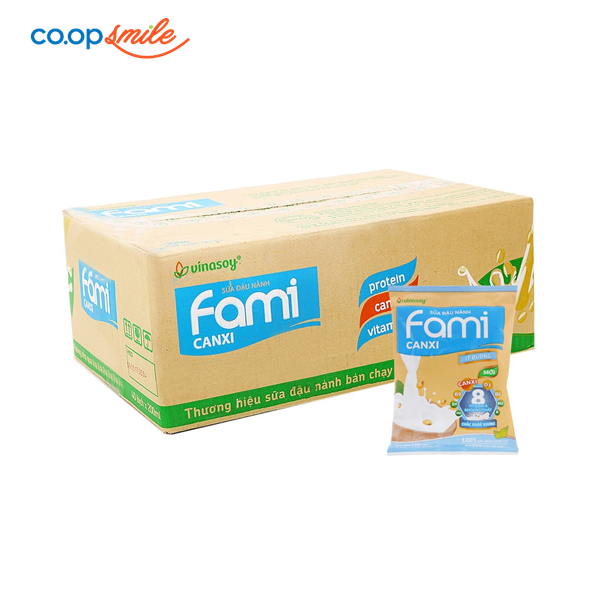 Sữa đậu nành Fami canxi ít đường bịch thùng 40x200ml
