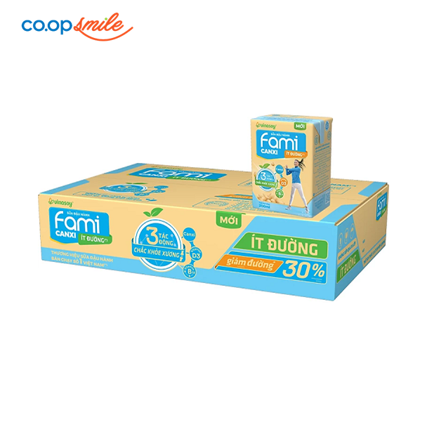 Sữa đậu nành FAMI canxi ít đường thùng 36x200ml