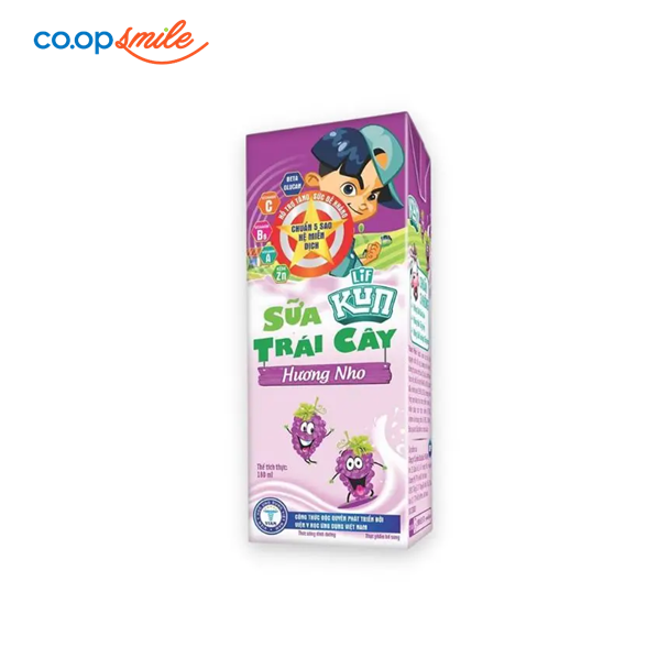 Sữa trái cây KUN nho hộp giấy 180ml