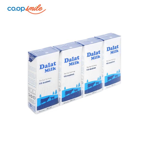 Sữa tươi tiệt trùng Đà Lạt có đường lốc 4x180ml
