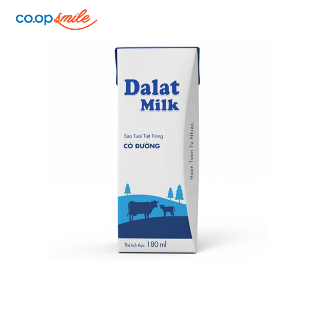 Sữa tươi tiệt trùng Đà Lạt có đường 180ml