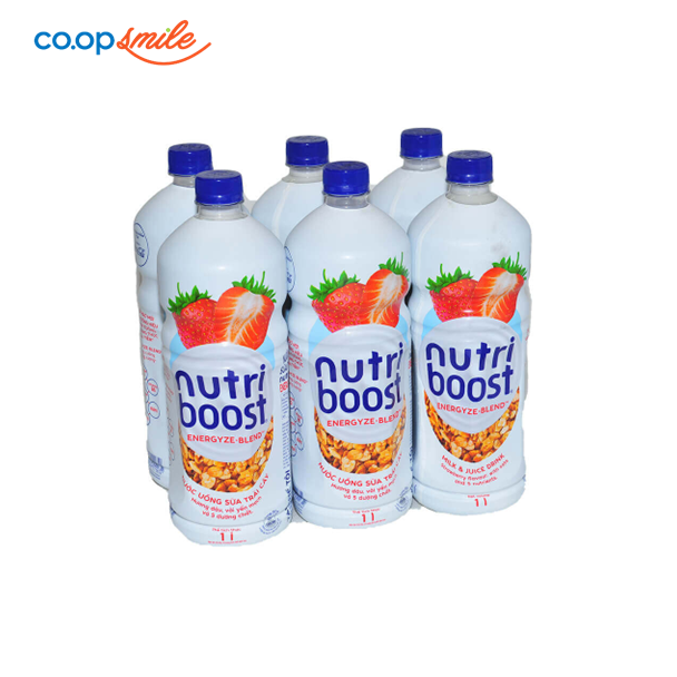 Nước uống sữa trái cây NUTRI dâu yến mạch lốc 6x1L
