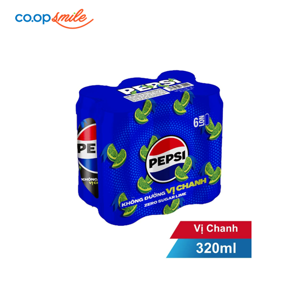Nước giải khát Pepsi zero calo chanh lốc 6x320ml