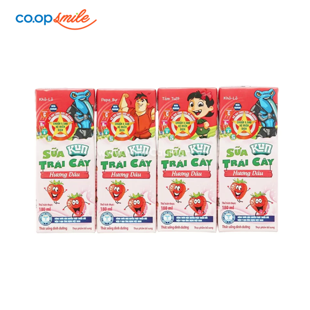 Sữa trái cây KUN dâu lốc 4x180ml