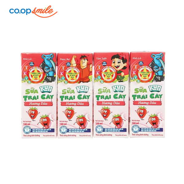 Sữa trái cây KUN dâu lốc 4x180ml