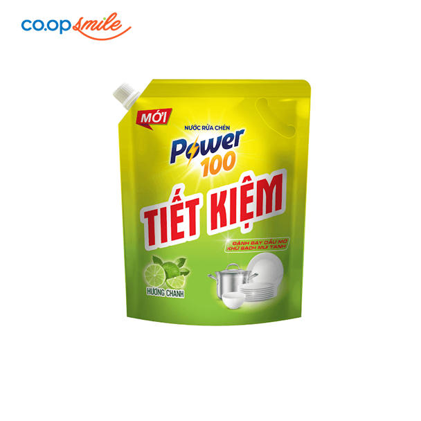 Nước Rửa Chén POWER100 tiết kiệm chanh túi 3.5kg
