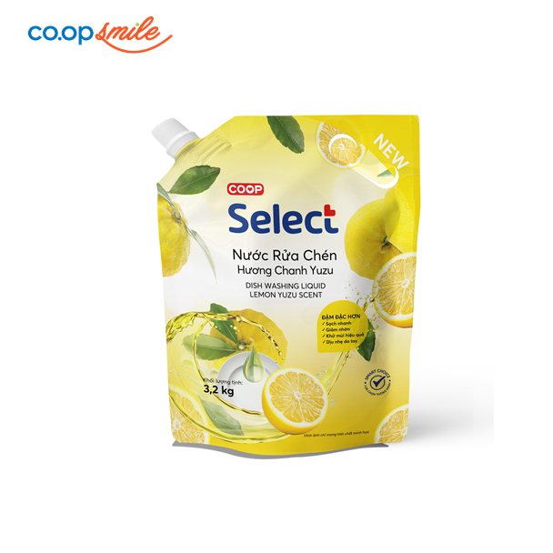 Nước rửa chén Coop Select chanh yuzu túi 3.2kg