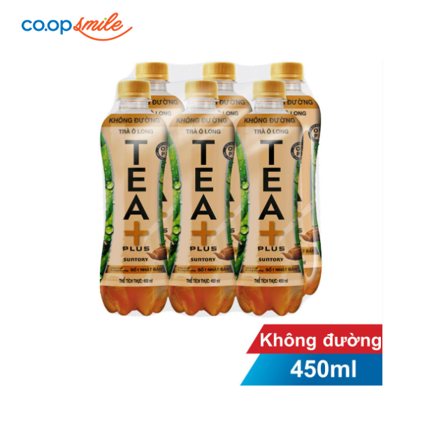 Trà Olong không đường TEA+ lốc 6x450ml