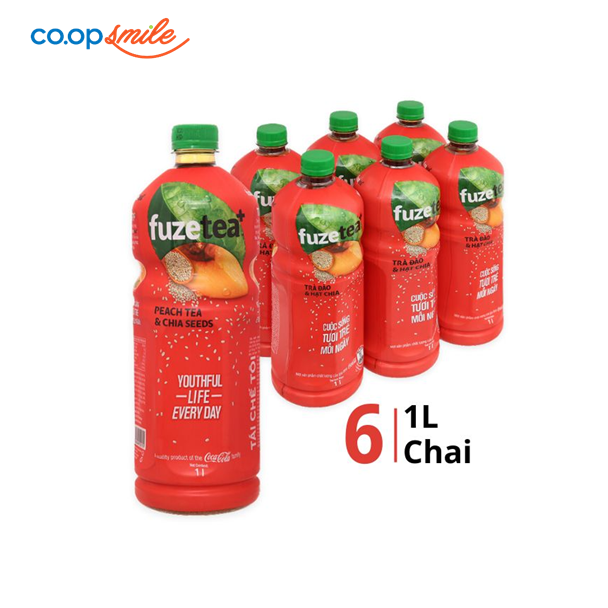 Trà đào hạt chia Fuzetea lốc 6x1L