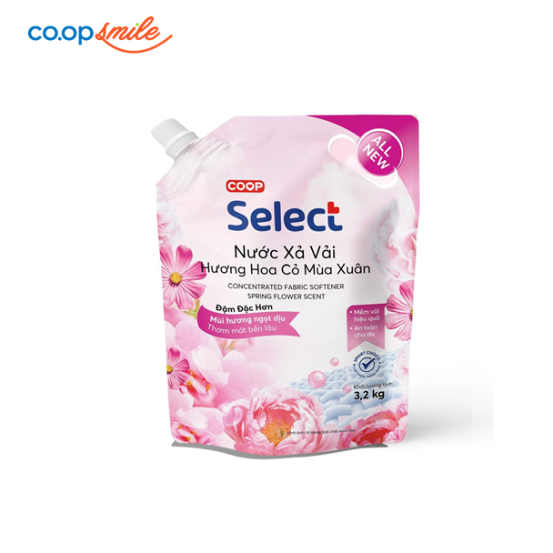 Nước xả Coop Select hương hoa cỏ mùa xuân túi 3.2kg