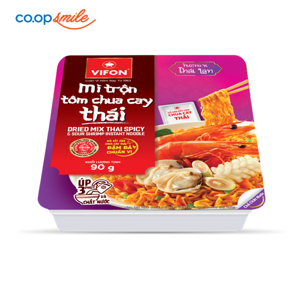 Mì trộn VIFON tôm chua cay Thái hộp 90g