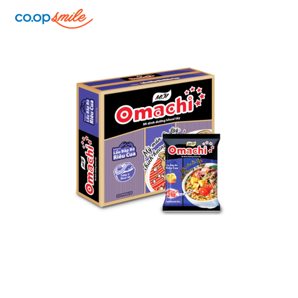 Mì dinh dưỡng OMACHI bắp bò riêu cua 80g thùng 30x80g