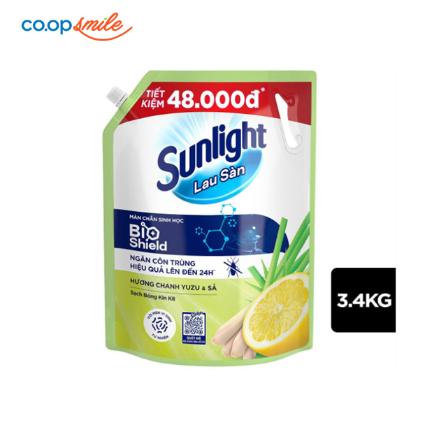 Nước lau sàn SunLight Bio Shield chanhYuzu & sả túi 3.4kg