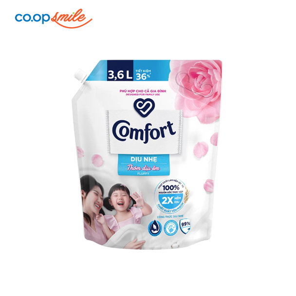 Nước xả Comfort dịu nhẹ thơm dịu êm túi 3.6L