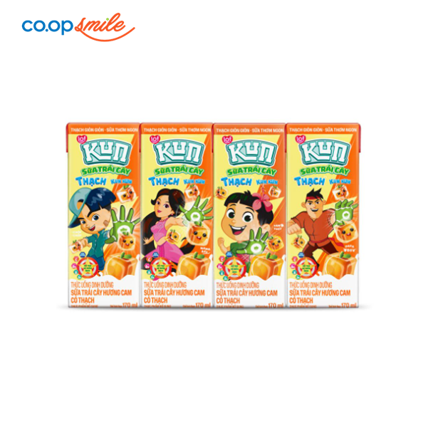 Sữa trái cây thạch KUN cam lốc 4x170ml