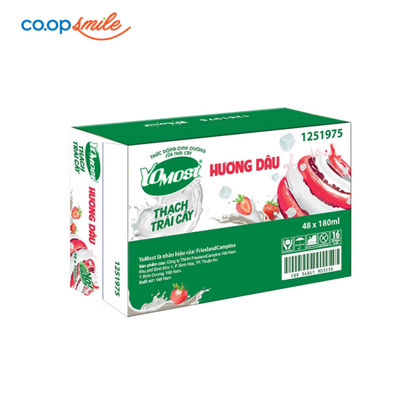 Yomost sữa chua thạch trái cây dâu thùng 48x180ml