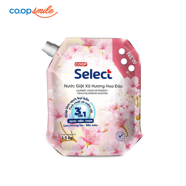Nước giặt xả hoa đào Coop Select túi 3.5kg