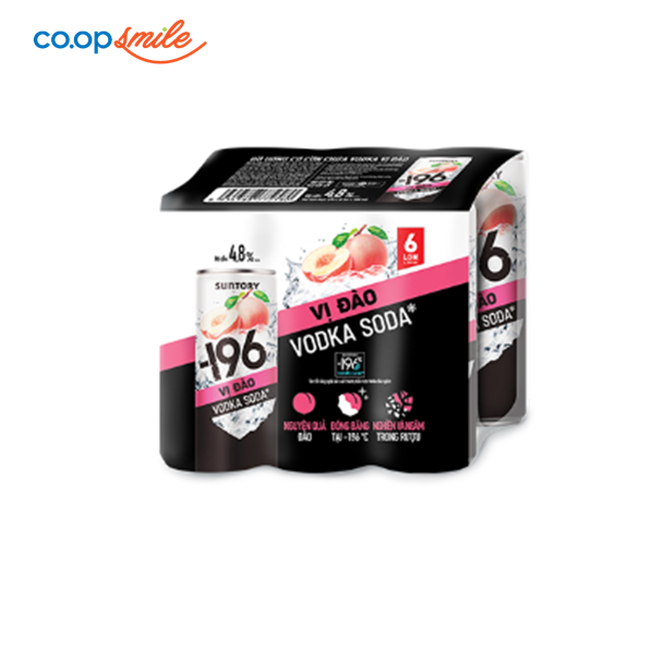 Vodkasoda-196 vị đào hộp 6x320ml+ly