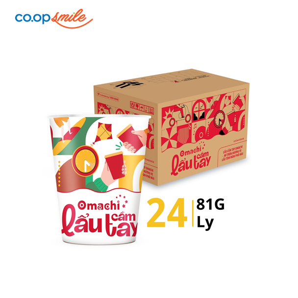 Mì Omachi trộn lẩu tôm phô mai thùng 81g x 24 ly