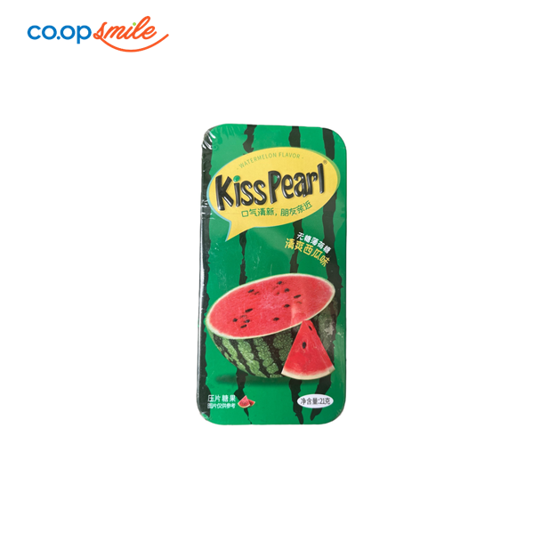 Kẹo bạc hà vị dưa hấu không đường KISS PEARL hộp thiếc 21g