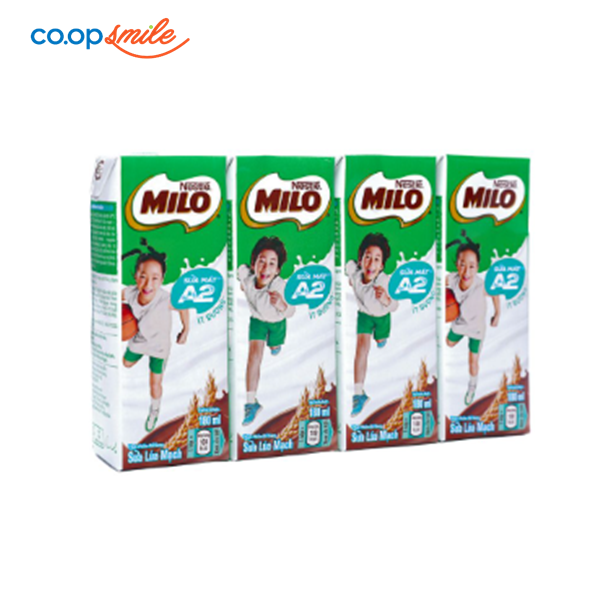 Thực phẩm bổ sung sữa lúa mạch Milo A2 lốc 4x180ml