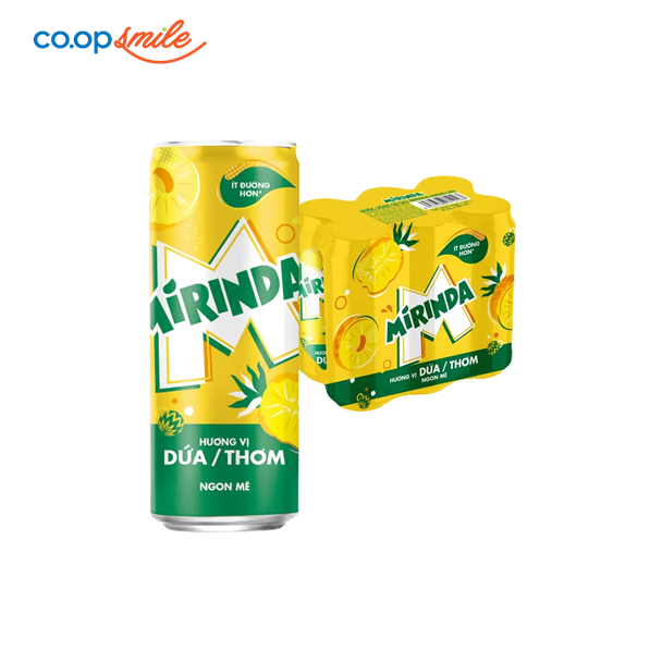 Nước giải khát Mirinda hương vị dứa lon lốc 6x320ml