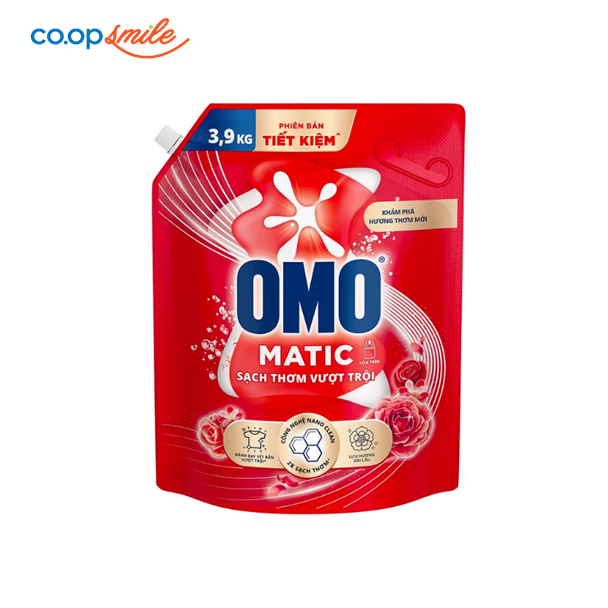 Nước giặt Omo Matic cửa trên sạch thơm vượt trội túi 3.9kg