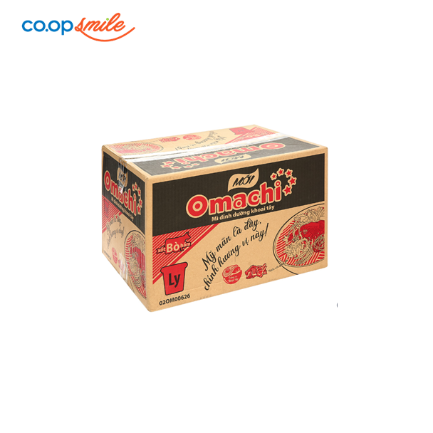 Mì dinh dưỡng Omachi xốt bò hầm ly 24x69g