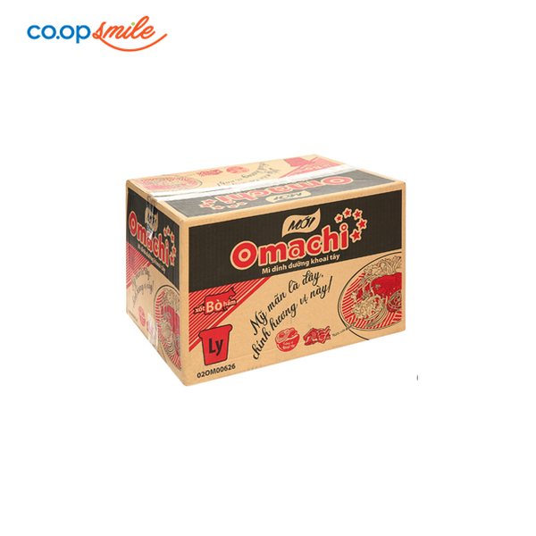 Mì dinh dưỡng Omachi xốt bò hầm ly 24x69g