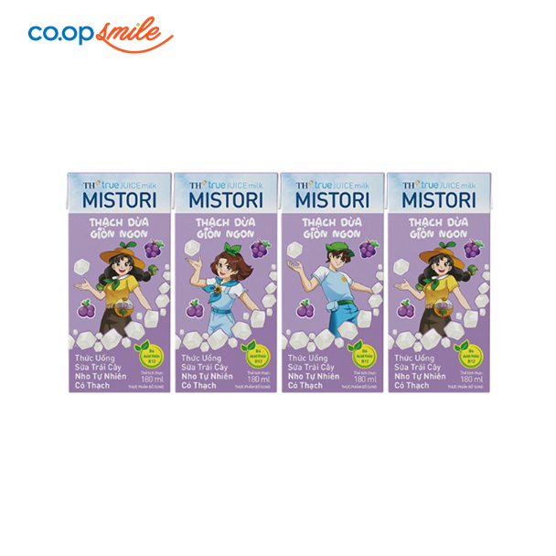 Thức uống sữa trái cây nho thạch Mistori 180ml