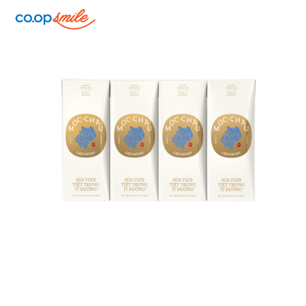 Sữa tươi tiệt trùng Vinamilk Mộc Châu ít đường lốc 4x180ml