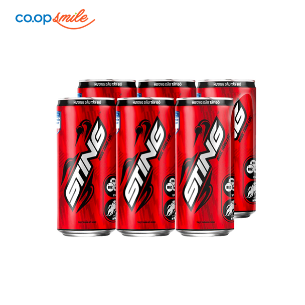 Nước tăng lực STING dâu lon 6 x 235ml