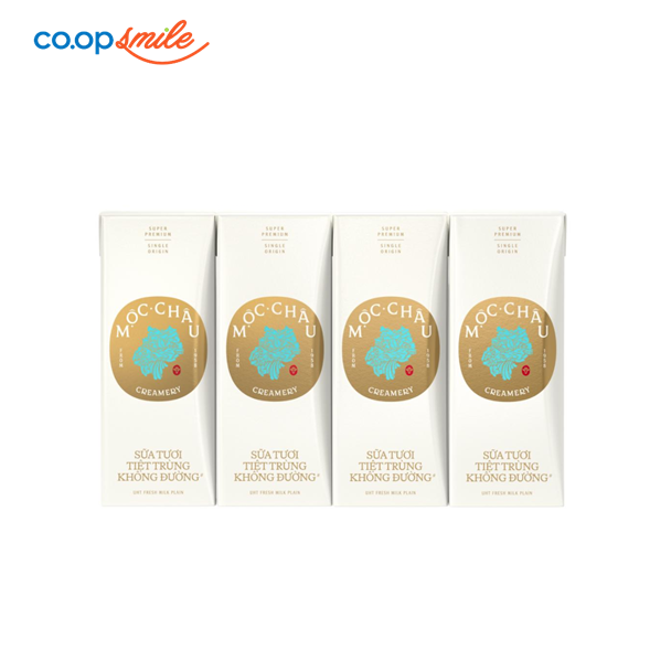 Sữa tươi tiệt trùng Vinamilk Mộc Châu không đường lốc 4x180ml