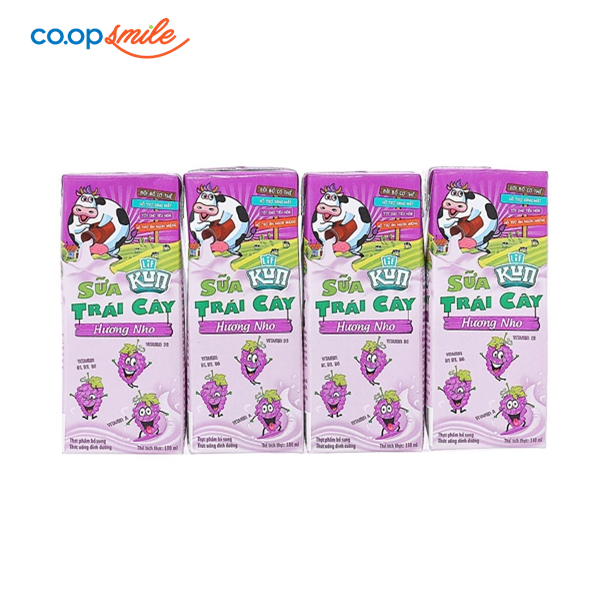 Sữa trái cây KUN nho lốc 4x180ml