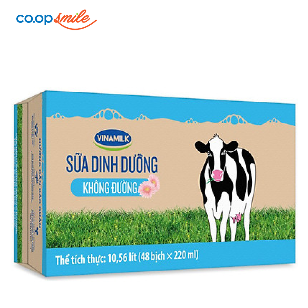 Sữa dinh dưỡng Vinamilk không đường thùng 48x220ml