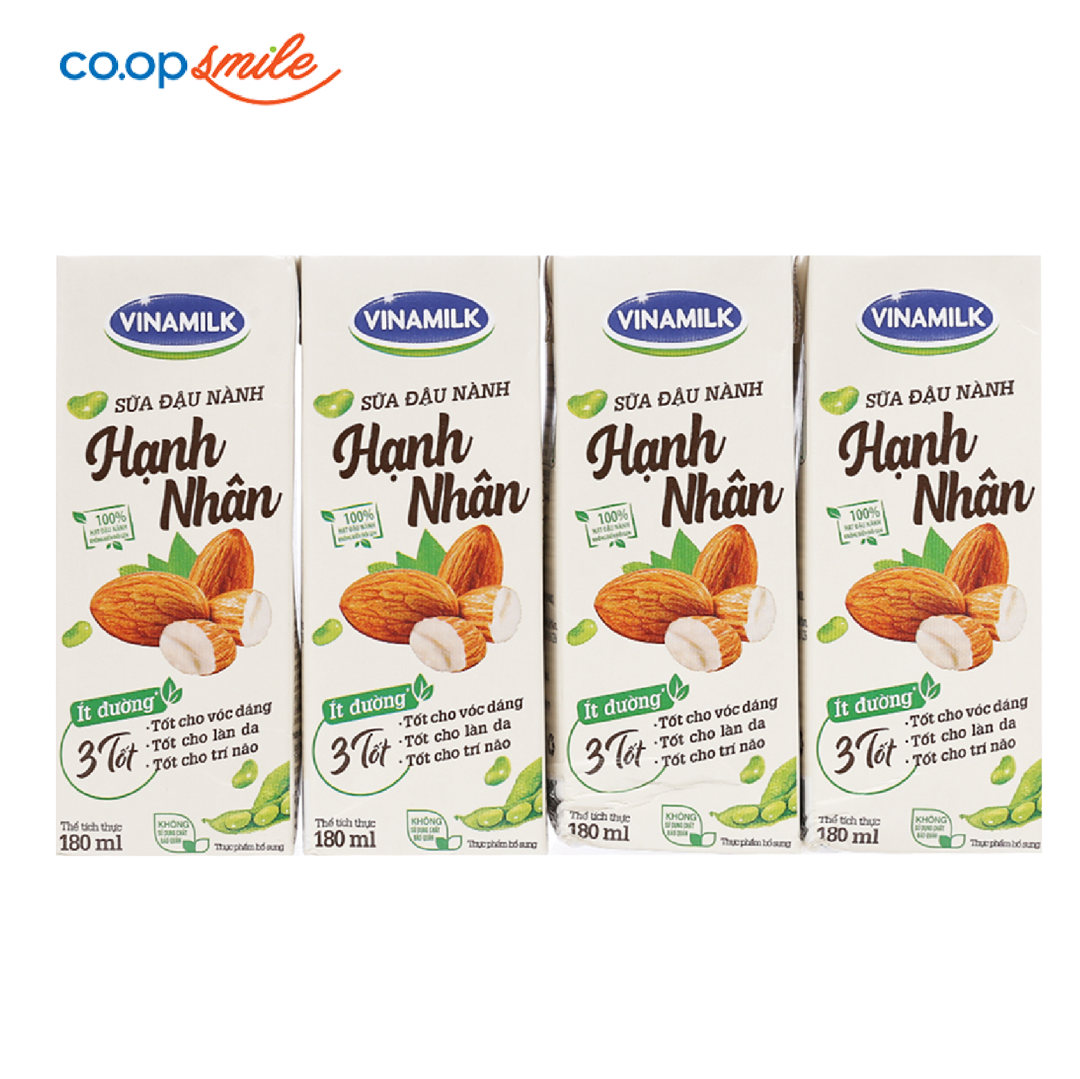 Sữa đậu nành hạnh nhân Vinamilk lốc 4x180ml