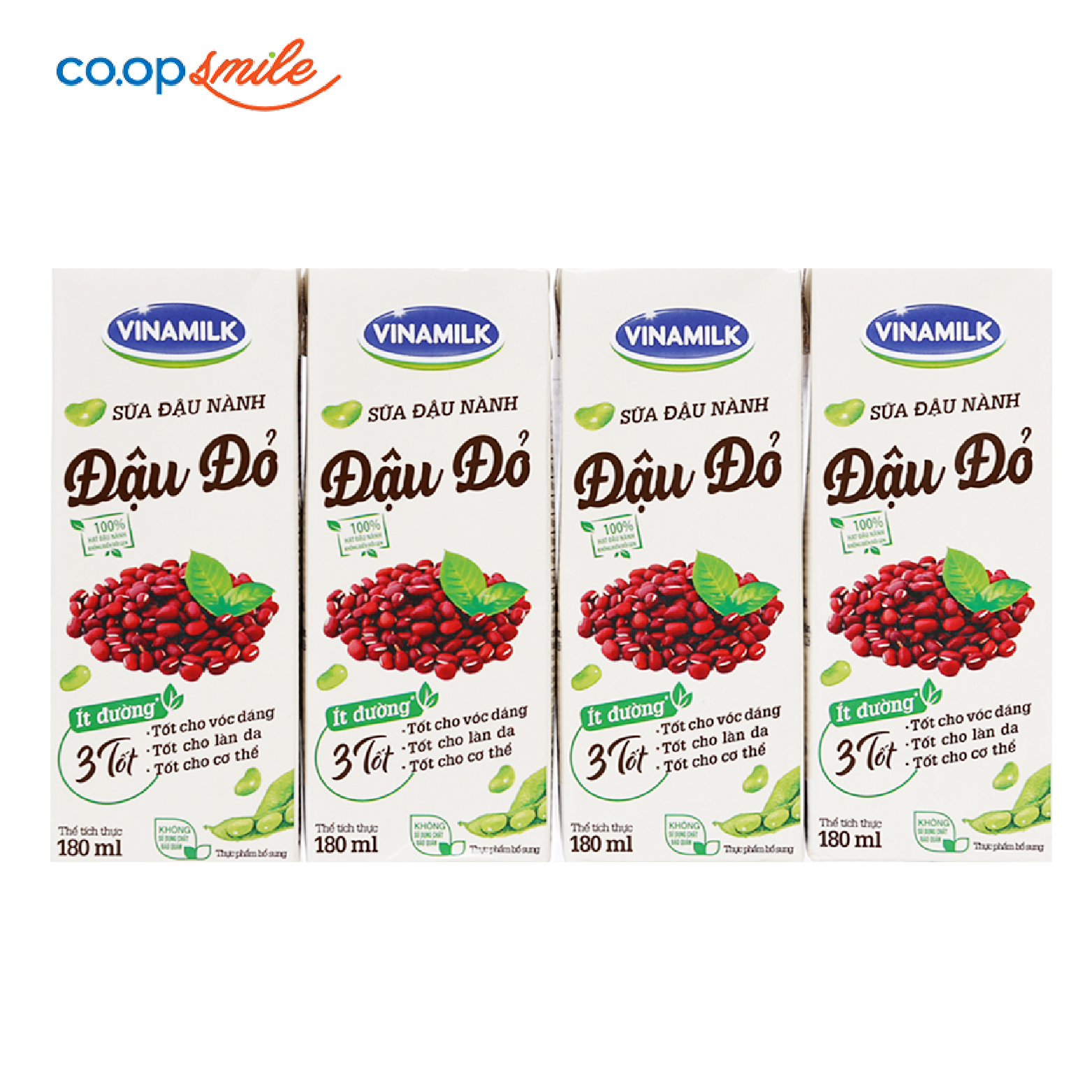 Sữa đậu nành đậu đỏ Vinamilk lốc 4x180ml